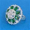 Cubic Zirconia Adjustable Ring With Rhodium Plating