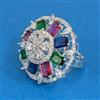 Cubic Zirconia Adjustable Ring With Rhodium Plating
