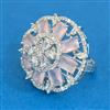 Cubic Zirconia Adjustable Ring With Rhodium Plating