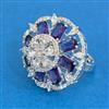 Cubic Zirconia Adjustable Ring With Rhodium Plating