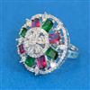 Cubic Zirconia Adjustable Ring With Rhodium Plating