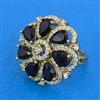 Cubic Zirconia Adjustable Ring With Mehndi Plating