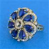 Cubic Zirconia Adjustable Ring With Mehndi Plating