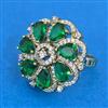 Cubic Zirconia Adjustable Ring With Mehndi Plating