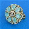 Cubic Zirconia Adjustable Ring With Mehndi Plating