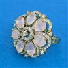 Cubic Zirconia Adjustable Ring With Mehndi Plating