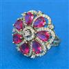 Cubic Zirconia Adjustable Ring With Mehndi Plating