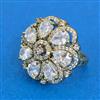 Cubic Zirconia Adjustable Ring With Mehndi Plating
