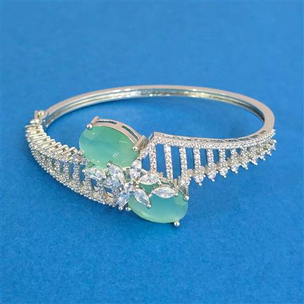 Cubic Zirconia Openable Kada With Rhodium Plating