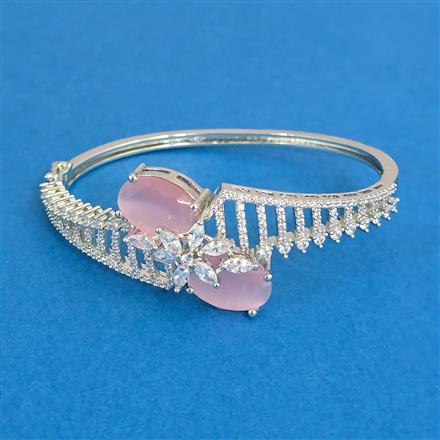 Cubic Zirconia Openable Kada With Rhodium Plating