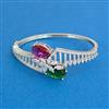 Cubic Zirconia Openable Kada With Rhodium Plating
