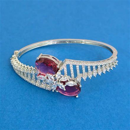 Cubic Zirconia Openable Kada With Rhodium Plating