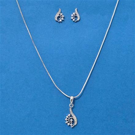 Cz Delicate Pendant Set With Rhodium Plating