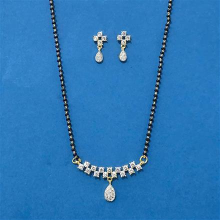 Cubic Zirconia Classic Mangalsutra With Rhodium 2 Tone Plating