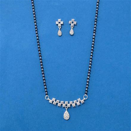 Cubic Zirconia Classic Mangalsutra With Rhodium 2 Tone Plating