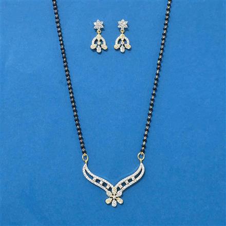 Cubic Zirconia Classic Mangalsutra With Rhodium 2 Tone Plating