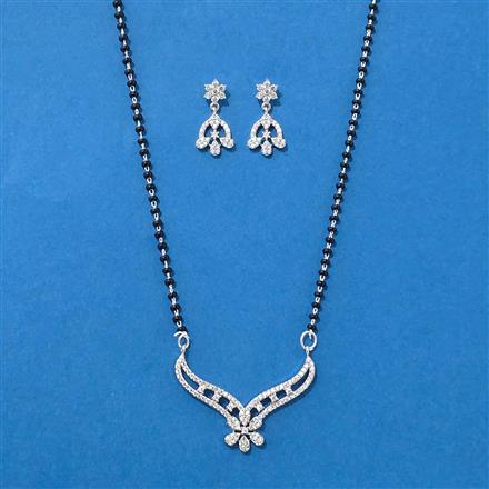 Cubic Zirconia Classic Mangalsutra With Rhodium 2 Tone Plating