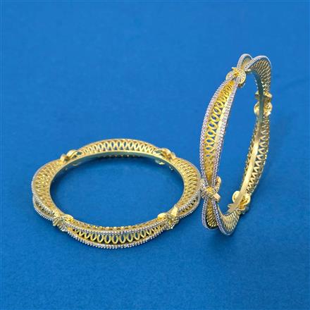 Cz Openable Bangles With 2 Tone Plating