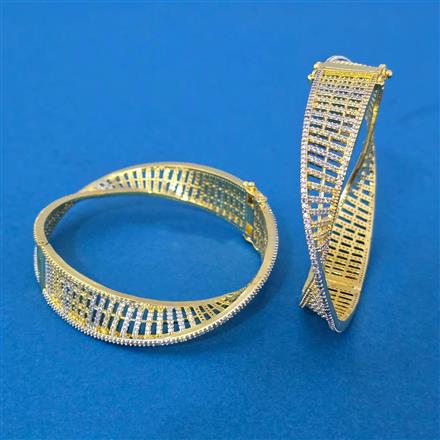Cz Openable Bangles With 2 Tone Plating