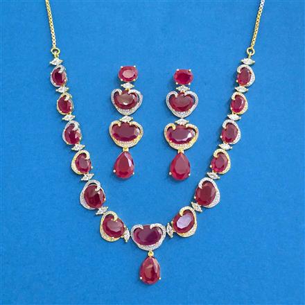 Cubic Zirconia Classic Necklace SetWith 2 Tone Plating