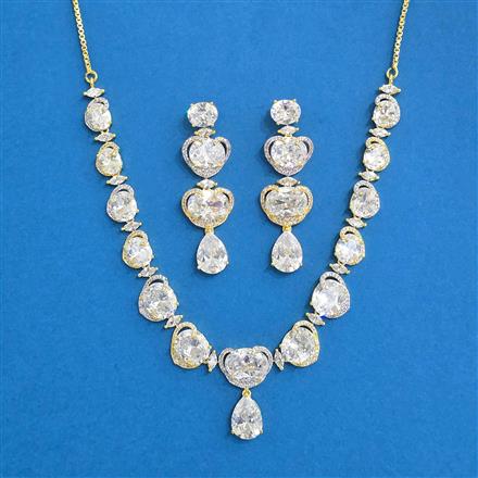 Cubic Zirconia Classic Necklace SetWith 2 Tone Plating