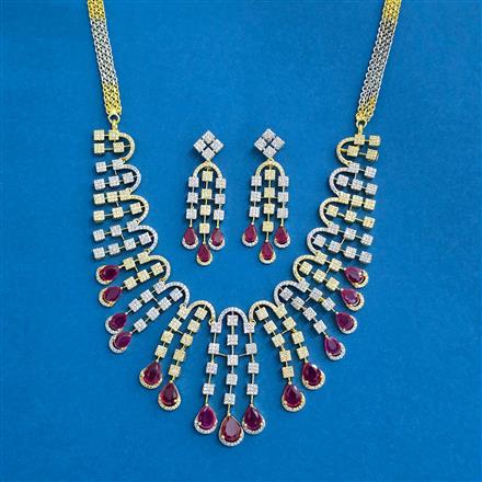 Cubic Zirconia Classic Necklace SetWith 2 Tone Plating