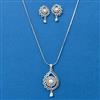 American Diamond Moti Pendant Set With Rhodium Plating