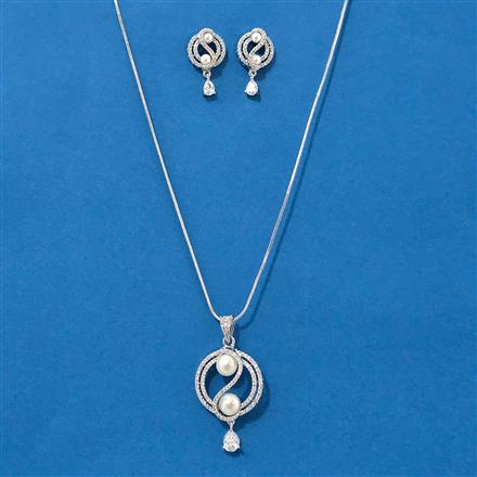 Cubic Zirconia Classic Pendant Set With Rhodium Plating