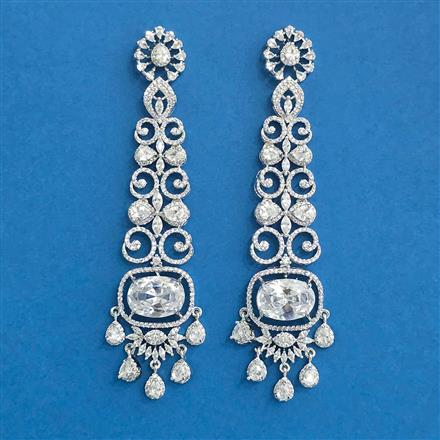 Cubic Zirconia Classic Earring With Rhodium Plating