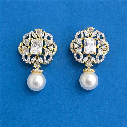 Cubic Zirconia Classic Earring With 2 Tone Plating