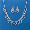 Cubic Zirconia Classic Necklace SetWith Rhodium Plating