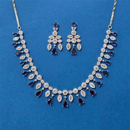 Cubic Zirconia Classic Necklace SetWith Rhodium Plating