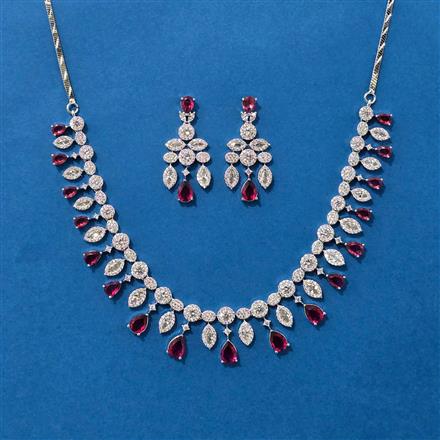Cubic Zirconia Classic Necklace SetWith Rhodium Plating