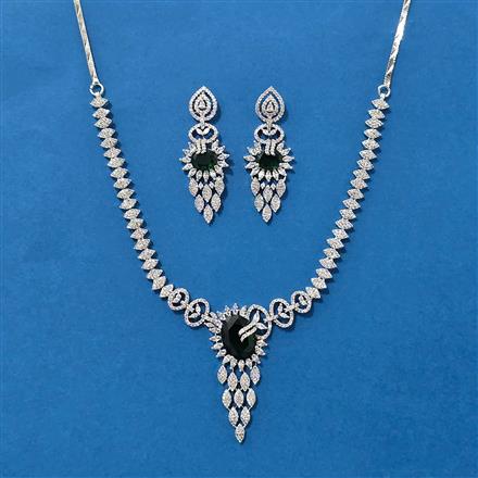 Cubic Zirconia Classic Necklace SetWith Rhodium Plating