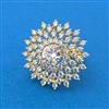 Cubic Zirconia Adjustable Ring With Rhodium 2 Tone Plating