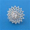 Cubic Zirconia Adjustable Ring With Rhodium 2 Tone Plating