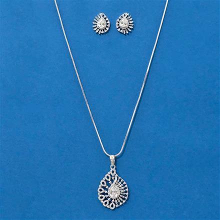 Cubic Zirconia Classic Pendant Set With Rhodium Plating