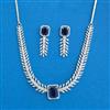 Cubic Zirconia Choker Necklace SetWith Rhodium Plating
