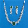 Cubic Zirconia Choker Necklace SetWith Rhodium Plating