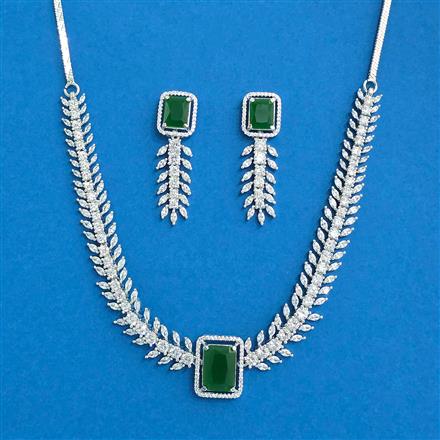 Cubic Zirconia Choker Necklace SetWith Rhodium Plating
