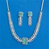 Cubic Zirconia Choker Necklace SetWith Rhodium Plating