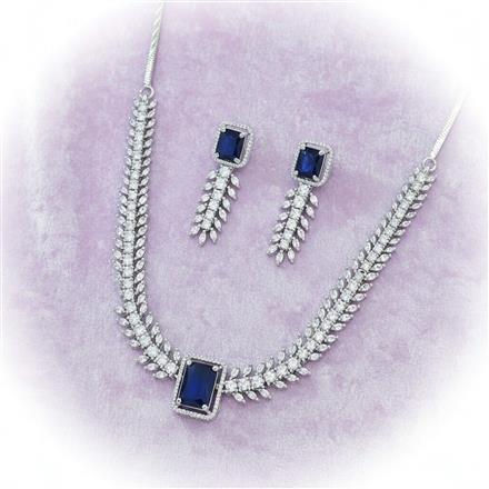 Cubic Zirconia Choker Necklace SetWith Rhodium Plating