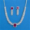 Cubic Zirconia Choker Necklace SetWith Rhodium Plating