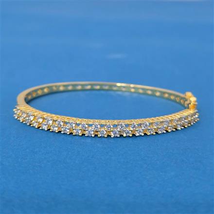 Cubic Zirconia Openable Kada With Rhodium 2 Tone Plating