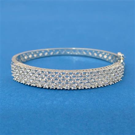 Cubic Zirconia Classic Kada With Rhodium 2 Tone Plating