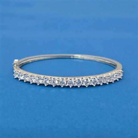 Cubic Zirconia Openable Kada With Rhodium 2 Tone Plating