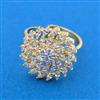 Cubic Zirconia Adjustable Ring With Rhodium 2 Tone Plating