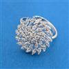 Cubic Zirconia Adjustable Ring With Rhodium 2 Tone Plating
