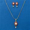Cubic Zirconia Moti Pendant Set With Gold Plating