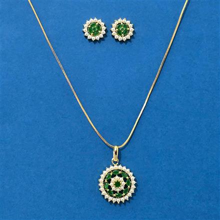 Cubic Zirconia Moti Pendant Set With Gold Plating